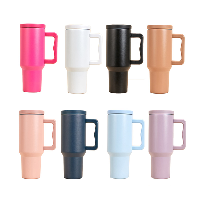 Blank 40oz Travel Mug Flat Lid w/ Straw