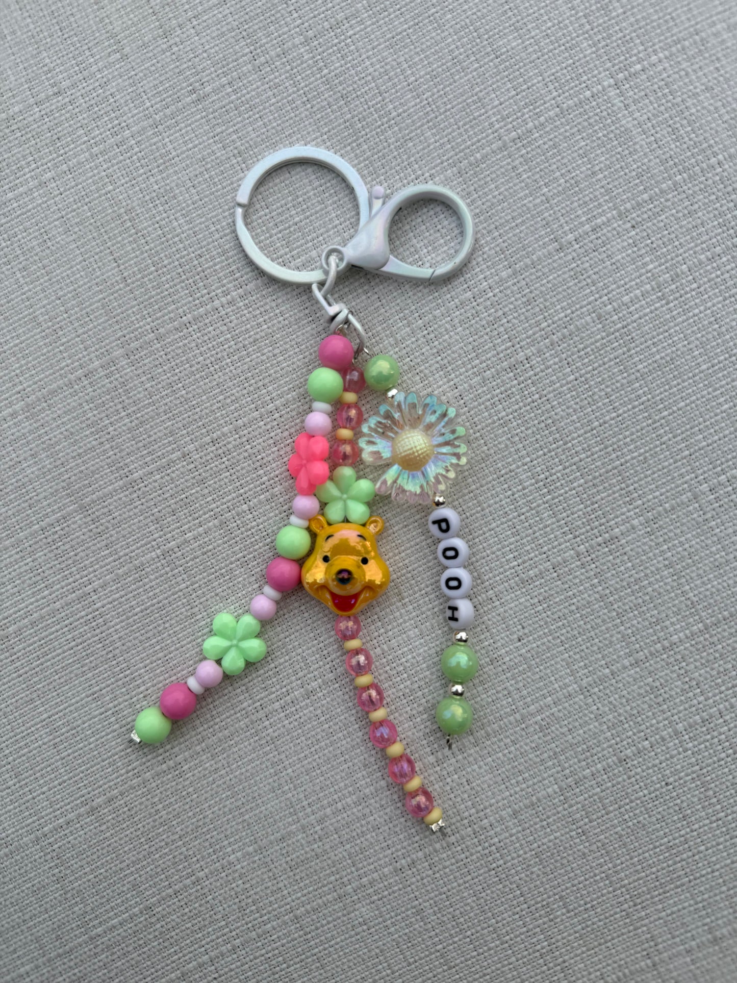 Pooh Green & Pink | Handmade Beaded Bag Charm