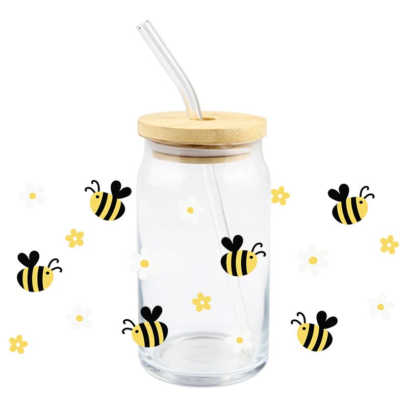 Bees & Daisies | UVDTF Can Glass Wrap