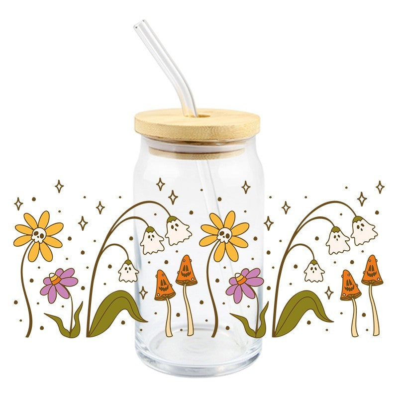 Ghost Flowers | UVDTF Can Glass Wrap