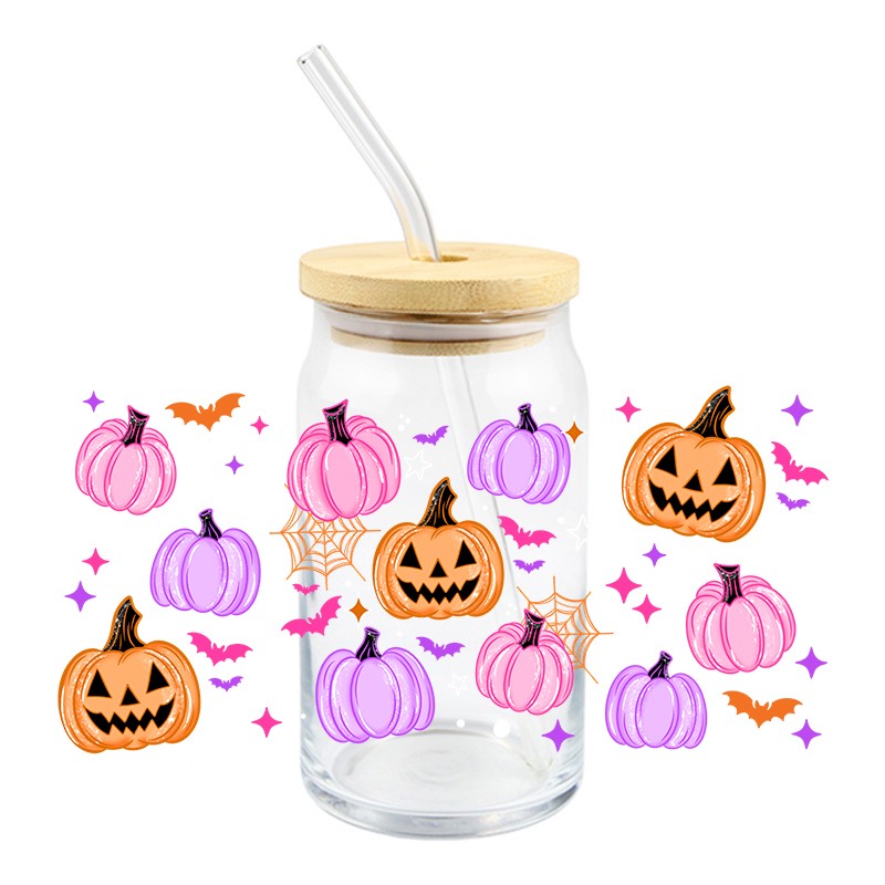 Bright Pumpkins | UVDTF Can Glass Wrap