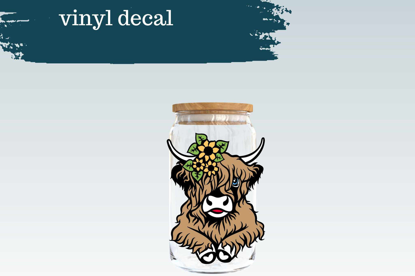 Sunflower Highland Cow | Vinyl Decal