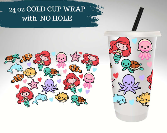 Mermaid | NO HOLE |  Cold Cup Wrap
