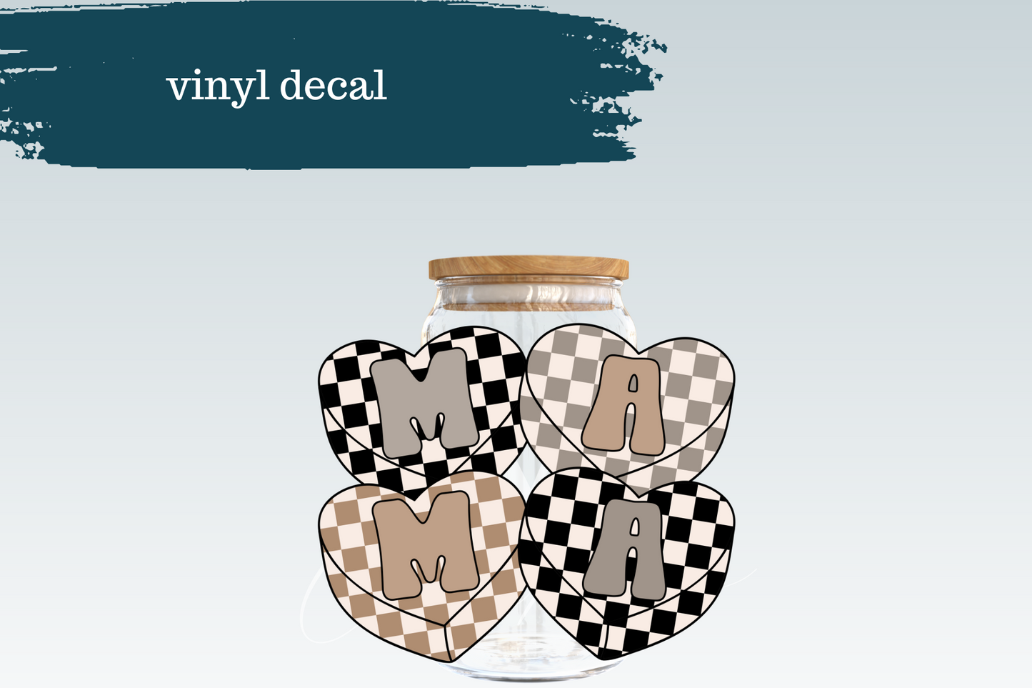 Mama Checkered Heart | Decal Vinyl