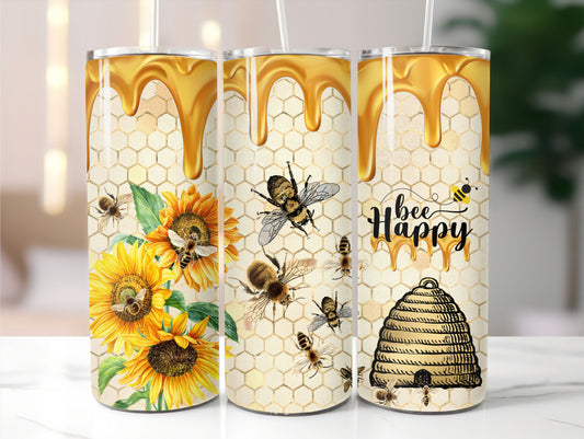 Bee Happy Honeycomb | 20 oz Sublimation Print