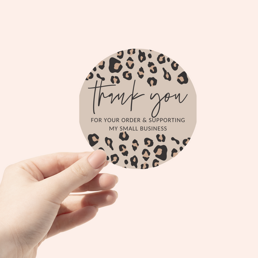 Thank You Tan Leopard Circle | Small Business Stickers | Packaging Stickers