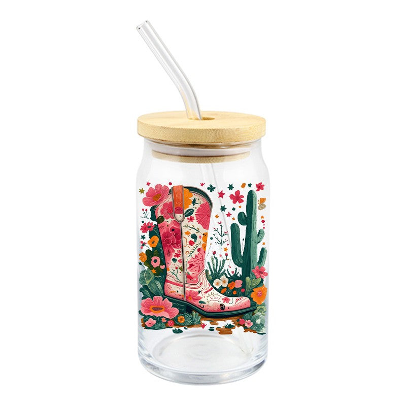 Floral Cowboy Boot | UVDTF Decal | 4 inches