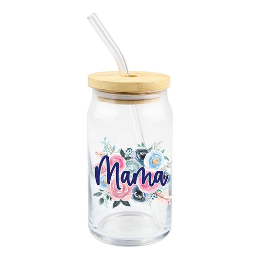 Blue Floral Mama | UVDTF Decal | 4 inches