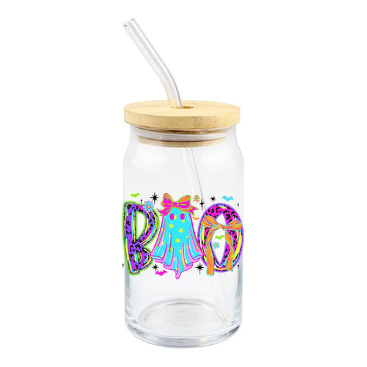 Boo w/ Ghost {neon colors} | UVDTF Decal | 4 inches