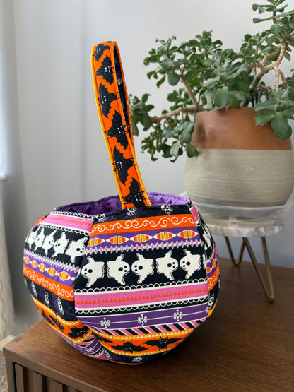 Striped Halloween Jack O Lantern Truck or Treat Bucket