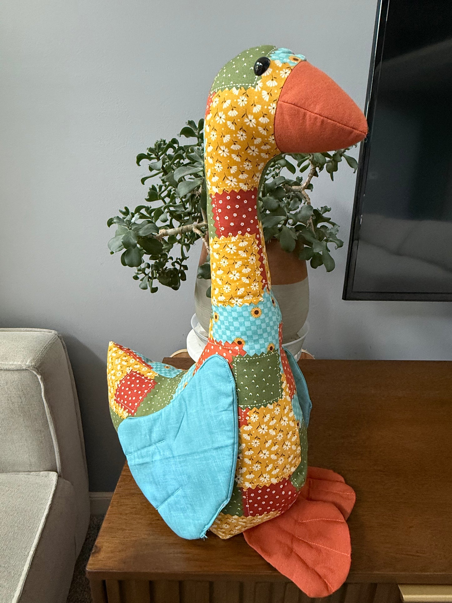 Fall Patchwork Fall 20" Hand Sewn Goose