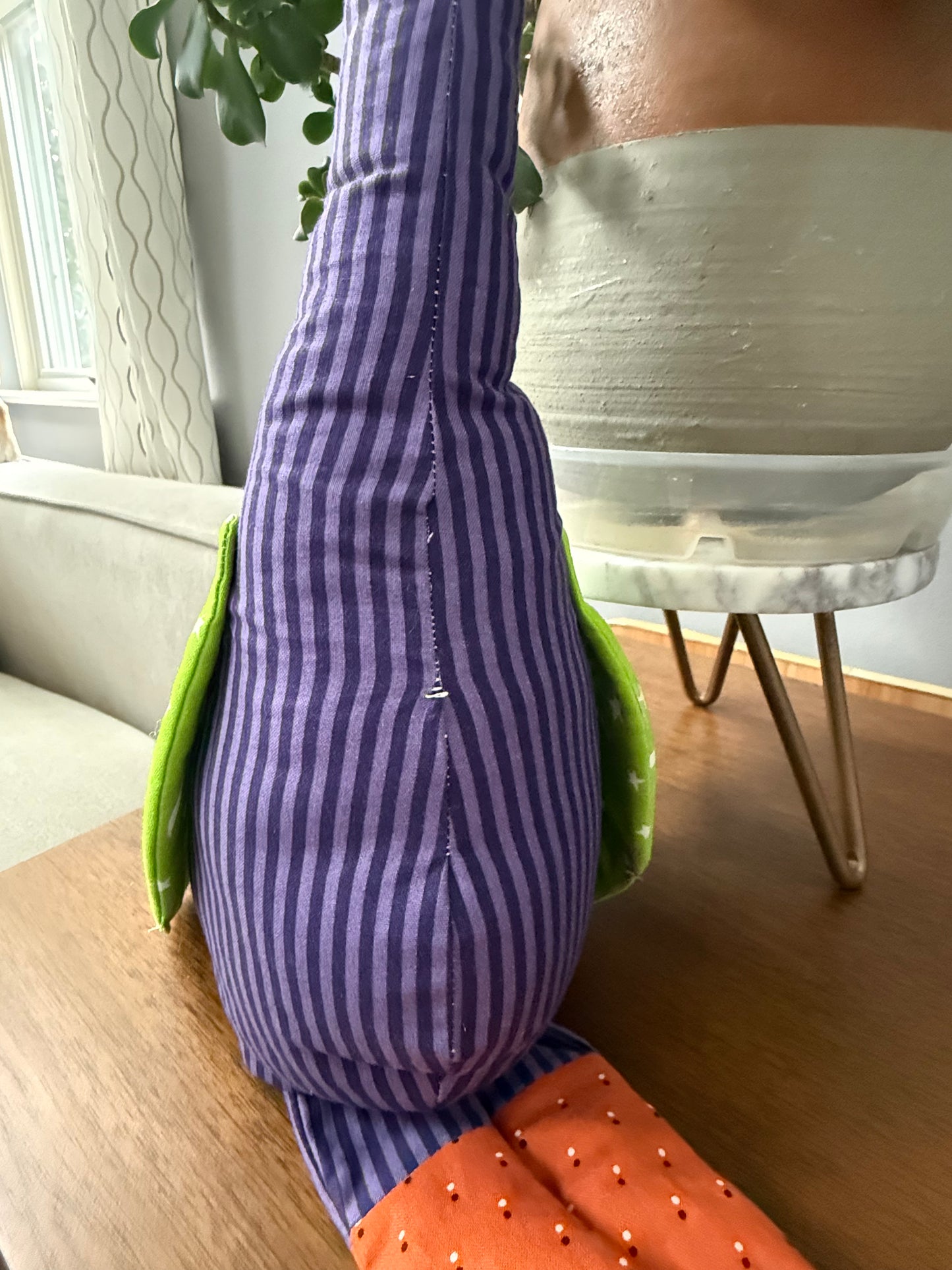 Purple Striped Halloween 16" Hand Sewn Goose