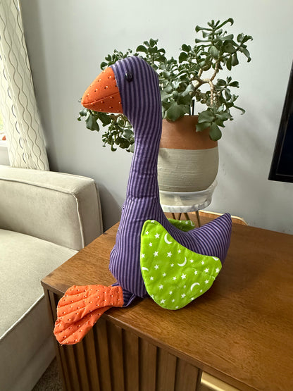 Purple Striped Halloween 16" Hand Sewn Goose