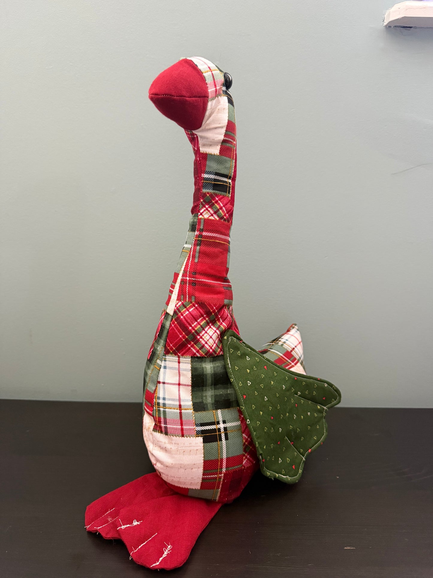 Christmas Plaid 16" Hand Sewn Goose