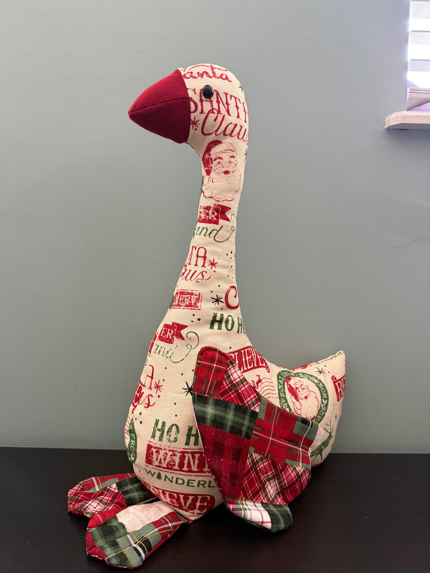 Christmas w/ Plaid Wings 20" Hand Sewn Goose