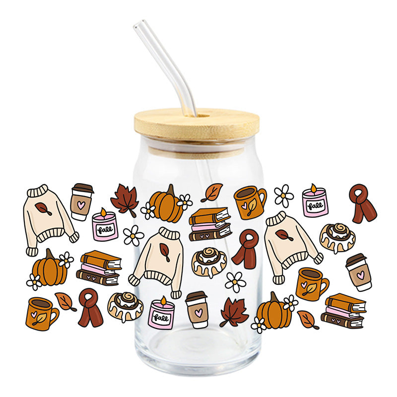 Cozy Brown Fall Icons | UVDTF Cup Wrap