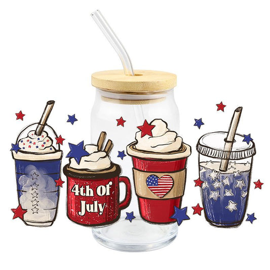 4th of July Cups | UV DTF Can Glass Wrap