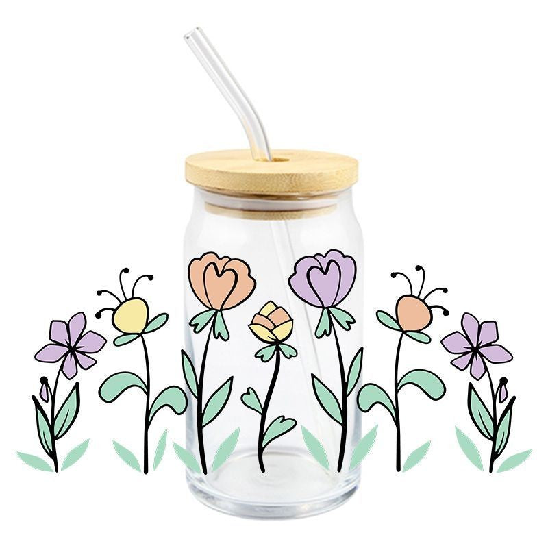 April Blooms | UVDTF Can Glass Wrap