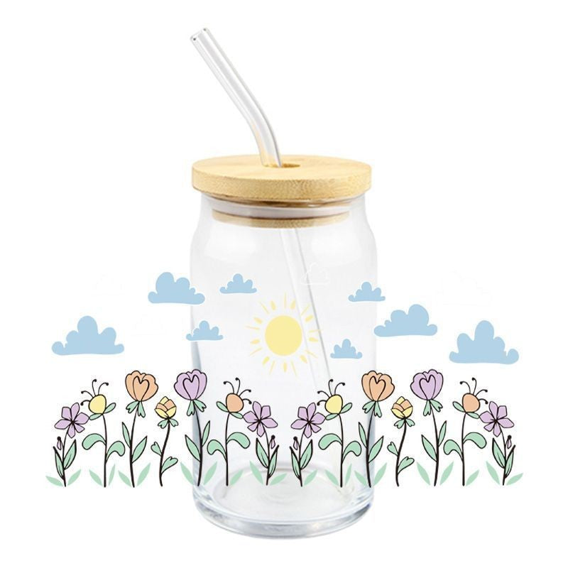Flowers, Clouds & Sunshine | UVDTF Can Glass Wrap
