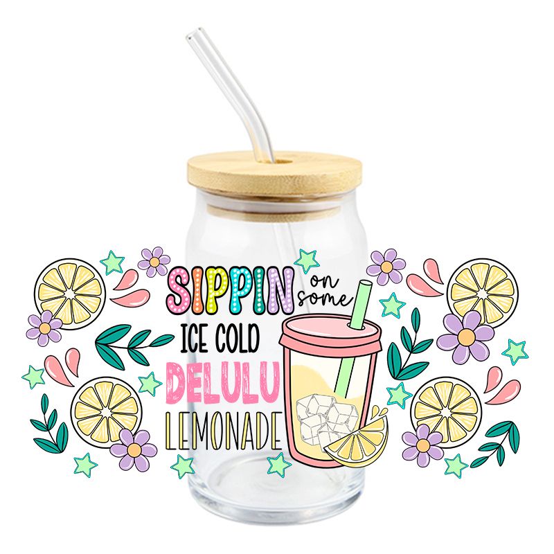 Sippin on Delulu Lemonade | UVDTF Can Glass Wrap