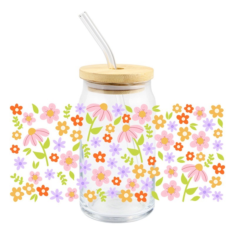 Seasonal Floral | UVDTF Can Glass Wrap