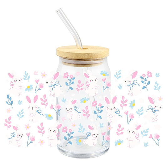 Spring Bunny Blossoms | UVDTF Can Glass Wrap