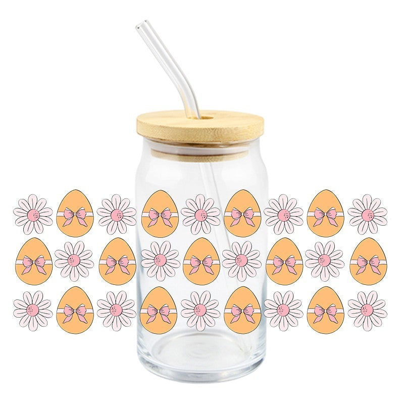 Daisies & Eggs | UVDTF Can Glass Wrap