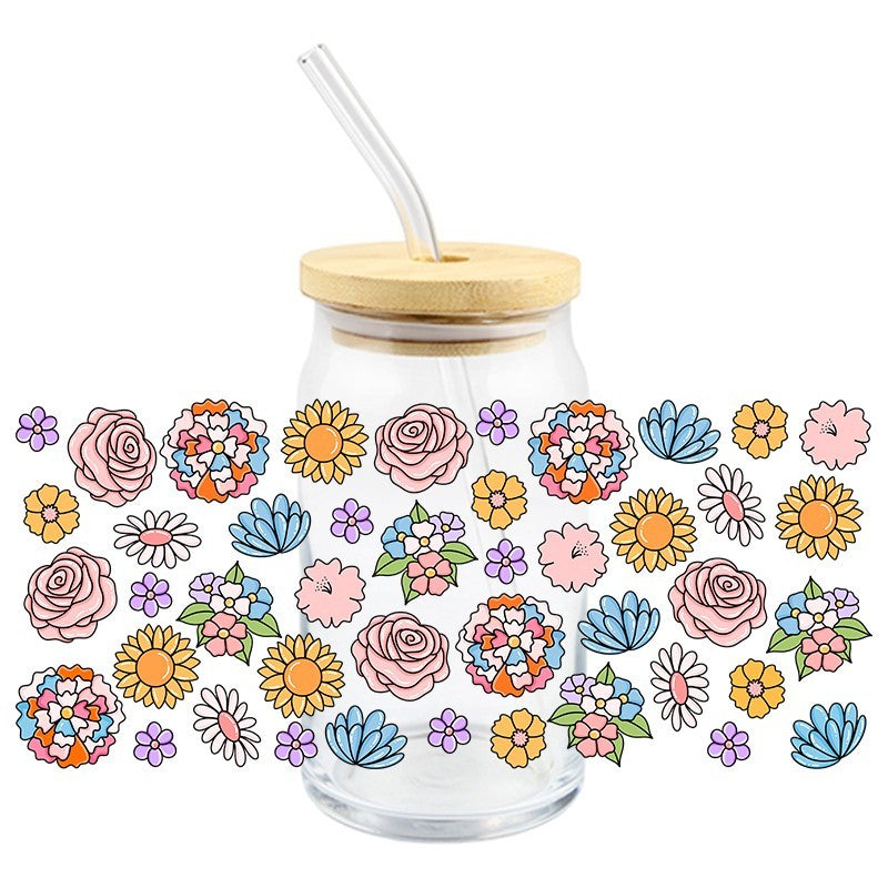 Fun Florals | UVDTF Can Glass Wrap