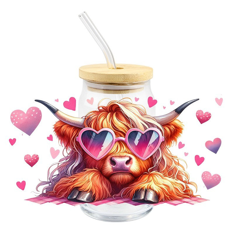 Sassy Highland Cow | UVDTF Can Glass Wrap