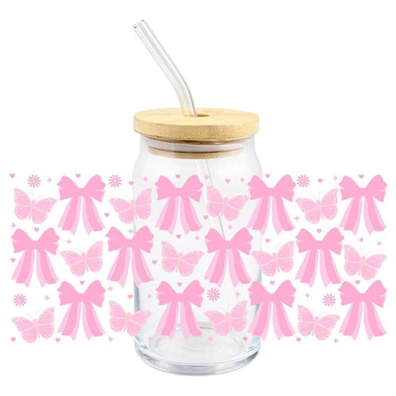 Pink Bows | UVDTF Can Glass Wrap