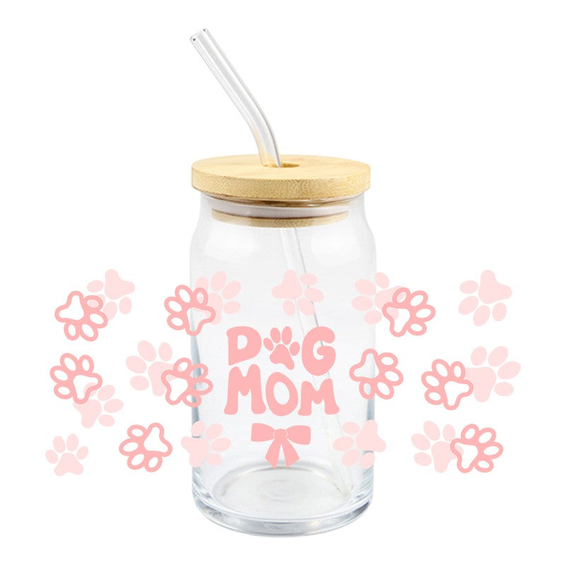 Dog Mom Pink Paws | UVDTF Can Glass Wrap