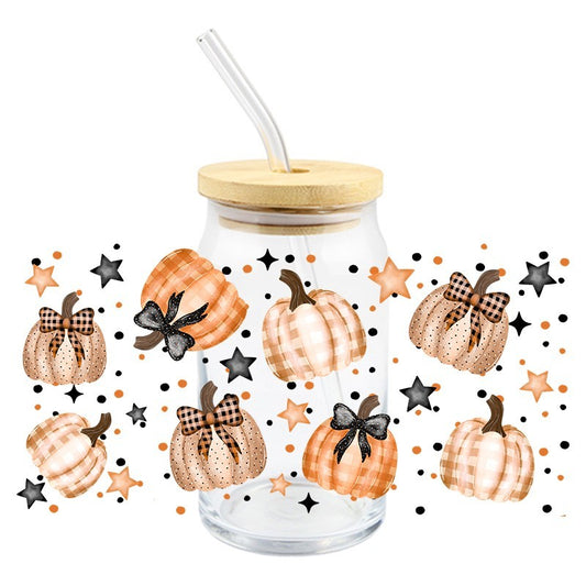 Pumpkins w/ Bows | UVDTF Can Glass Wrap