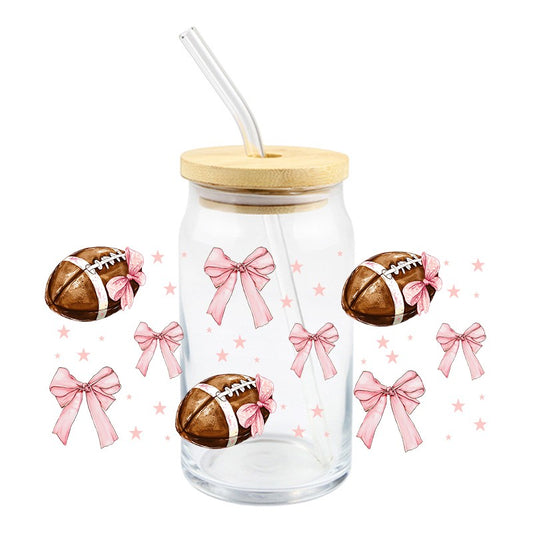 Footballs & Bows | UVDTF Can Glass Wrap