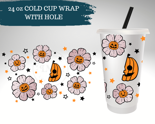 Pumpkin Flowers White |  Cold Cup Wrap