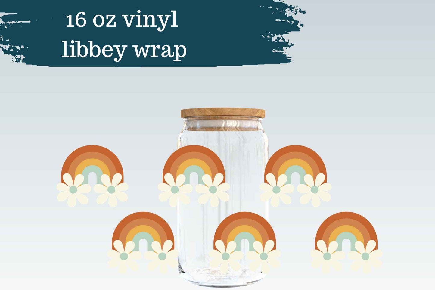 Retro Daisy Rainbows | 16 oz Libbey Can Glass