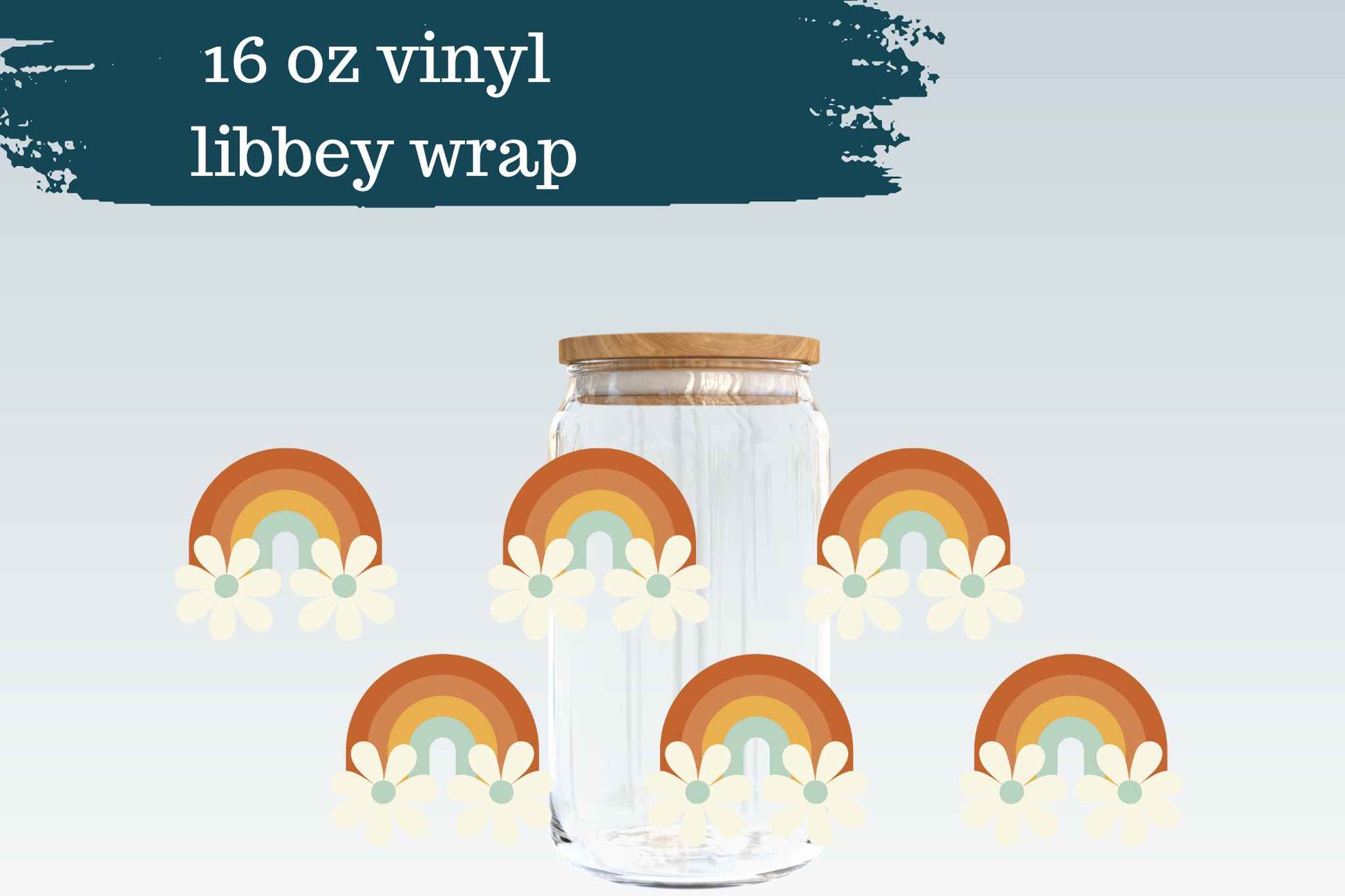 Retro Daisy Rainbows | 16 oz Libbey Can Glass