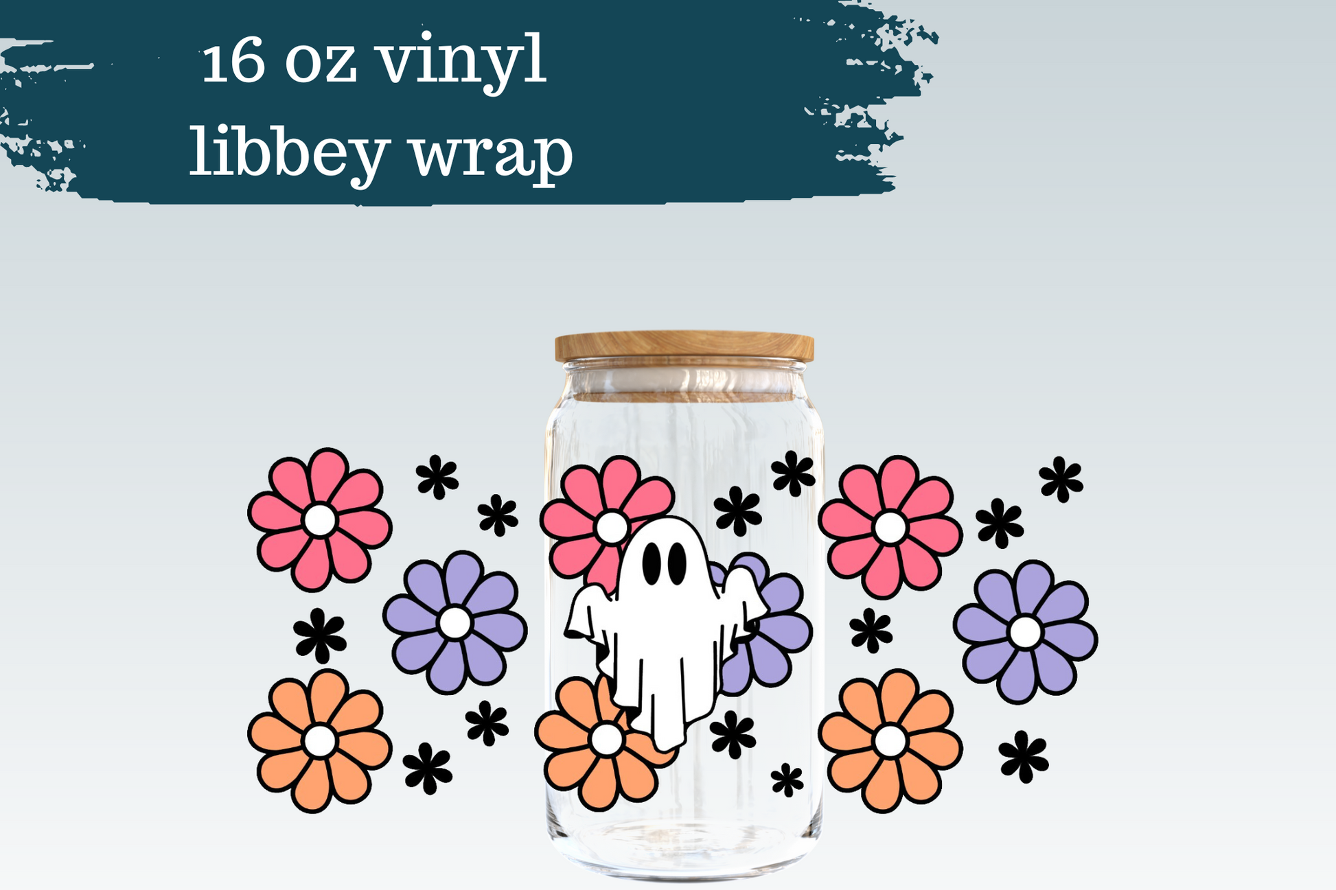 Bright Daisy Ghost | 16 oz Can Glass Vinyl Wrap