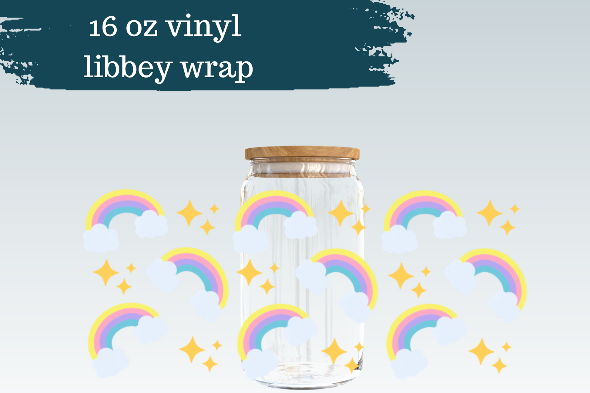 Pastel Rainbows | 16 oz Libbey Can Glass