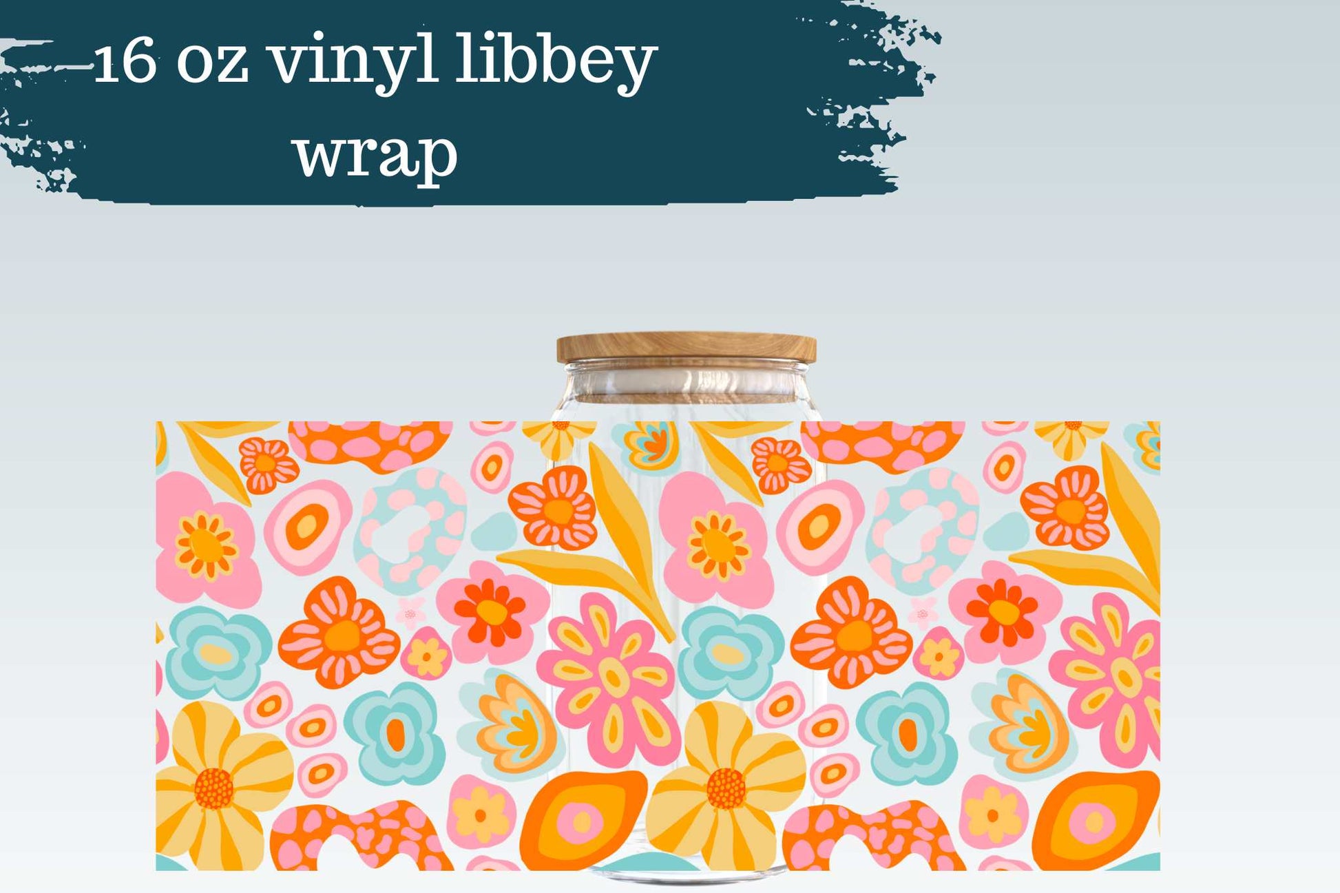 Summer Retro Flowers | 16 oz Libbey Can Glass