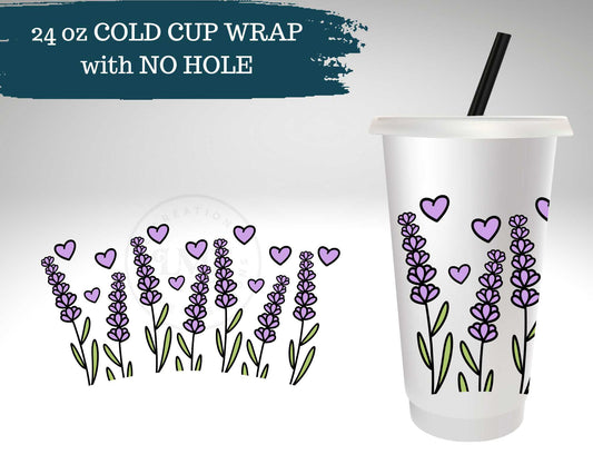 Lavender | NO HOLE | Cold Cup Wrap