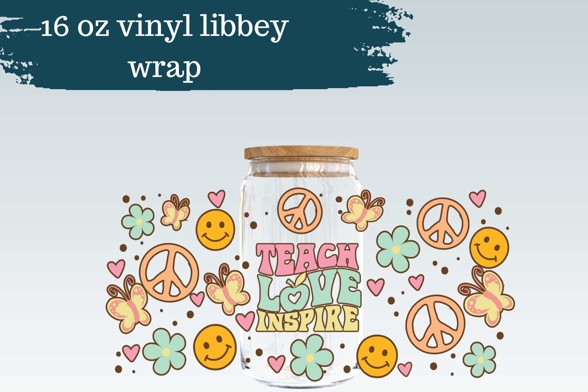 Retro Teach Love Inspire | 16 oz Libbey Can Glass
