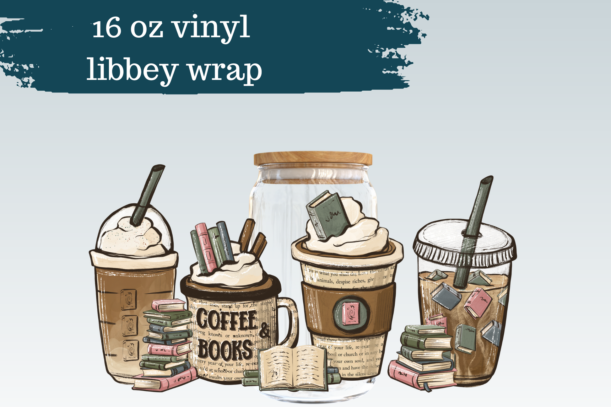 Coffee + Books | 16 oz Libbey Can Glass