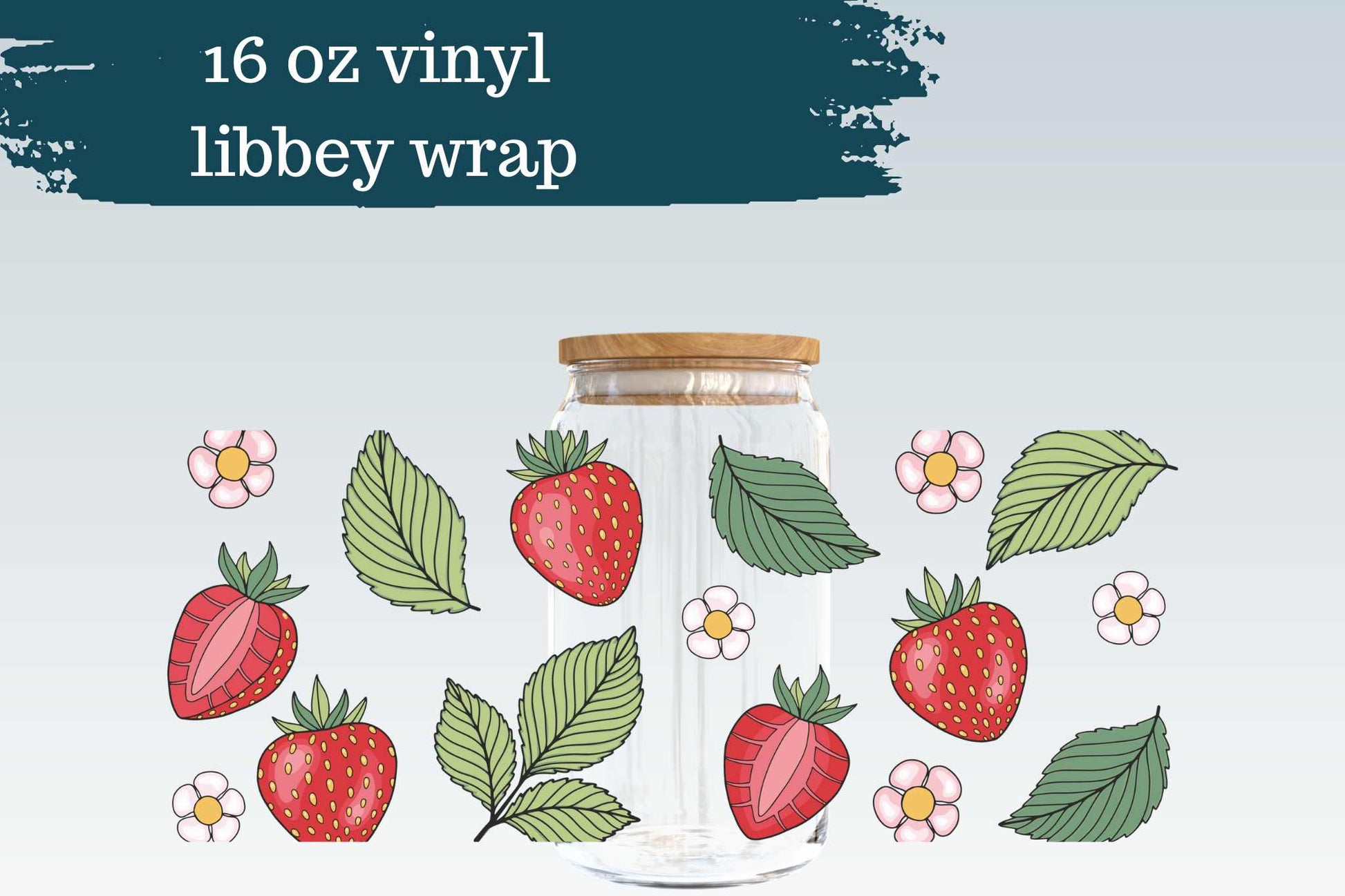 Hand Drawn Strawberries | 16 oz Can Glass Wrap
