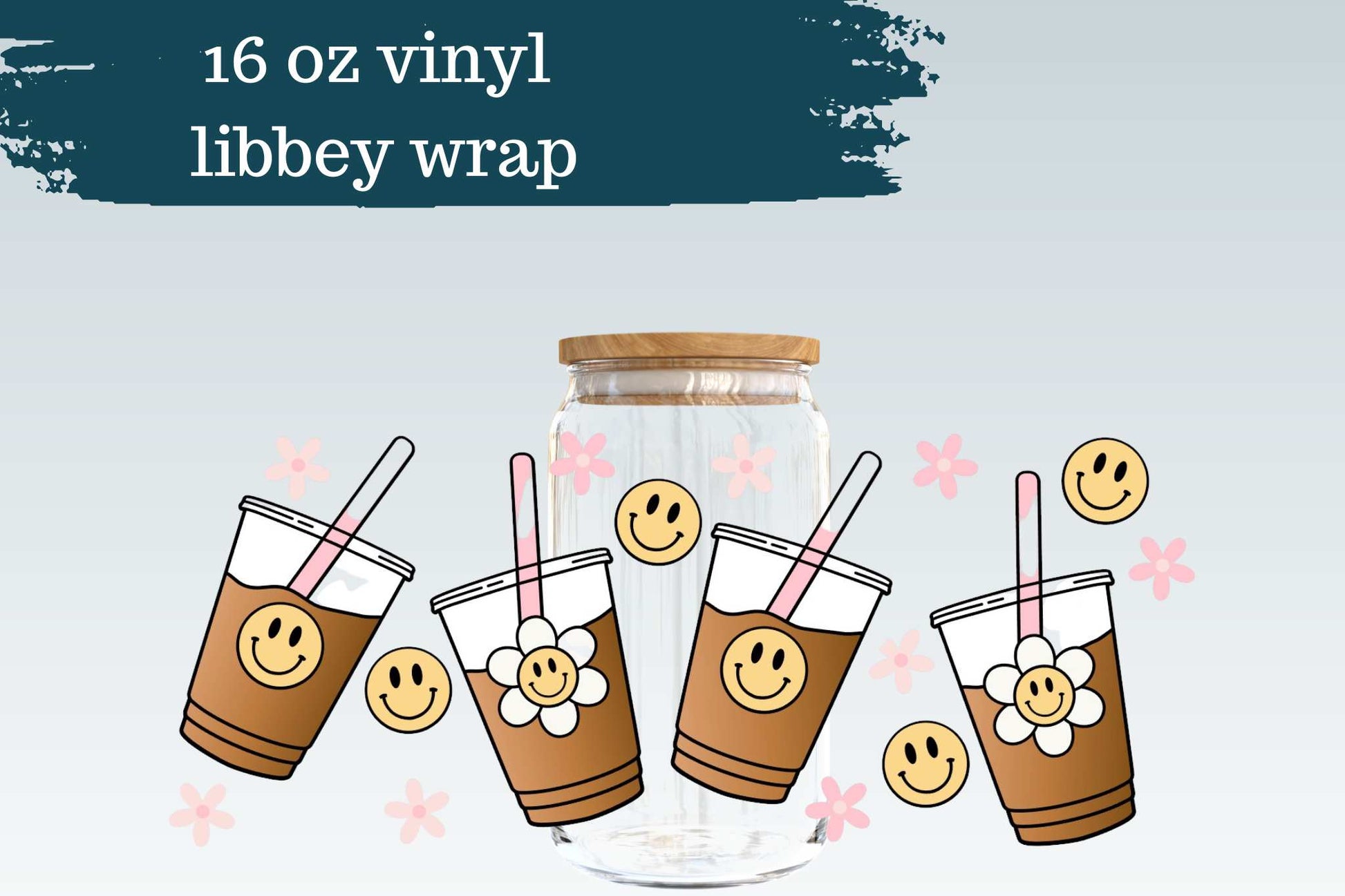 Smiley Latte | 16 oz Can Glass Vinyl Wrap