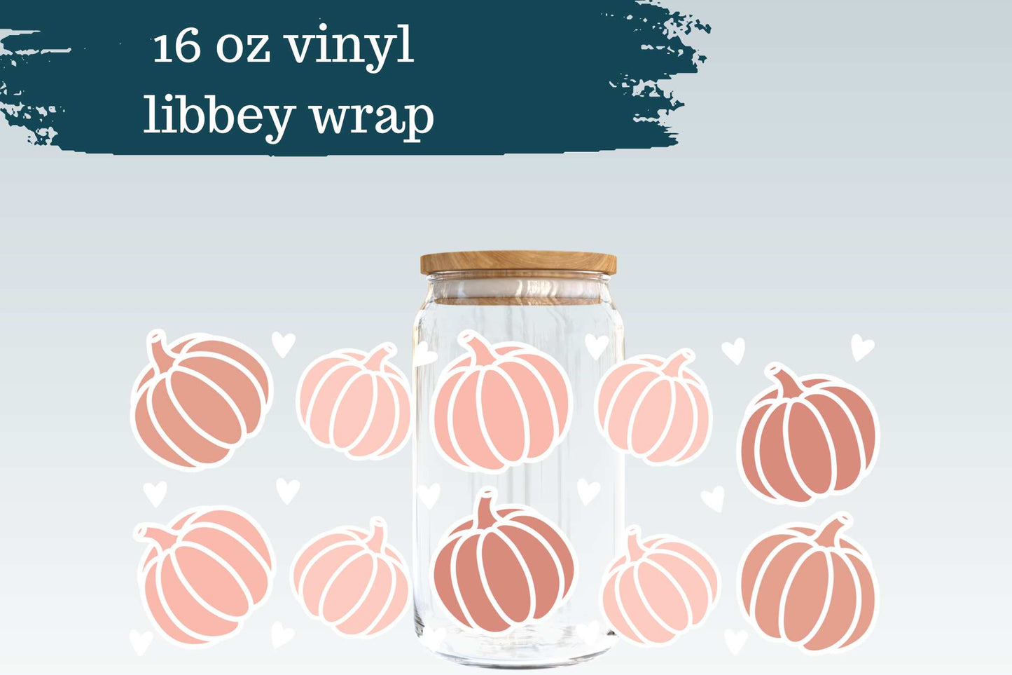 Neutral Pink Pumpkins | 16 oz Can Glass Vinyl Wrap