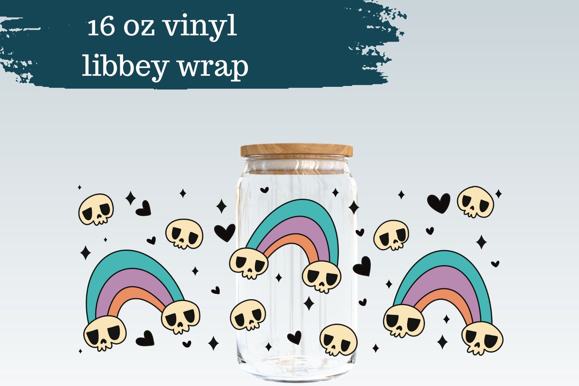 Rainbow Skulls | 16 oz Libbey Can Glass