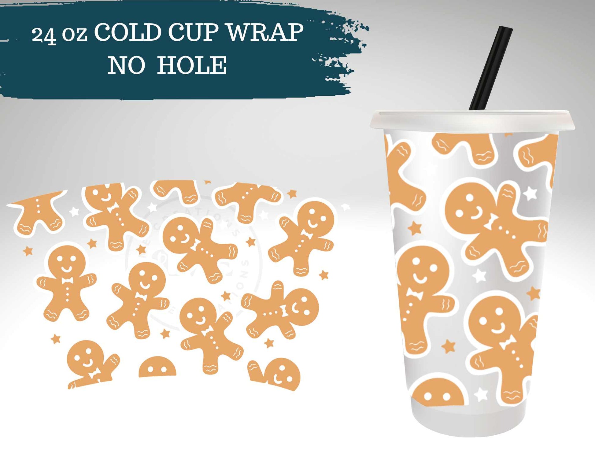 Gingerbread Cookies | NO HOLE | Cold Cup Wrap