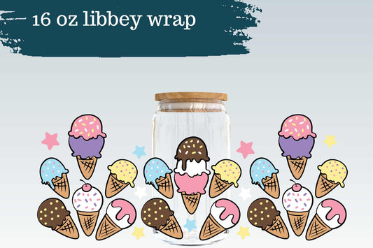 Pastel Ice Cream | 16 oz Can Glass Wrap