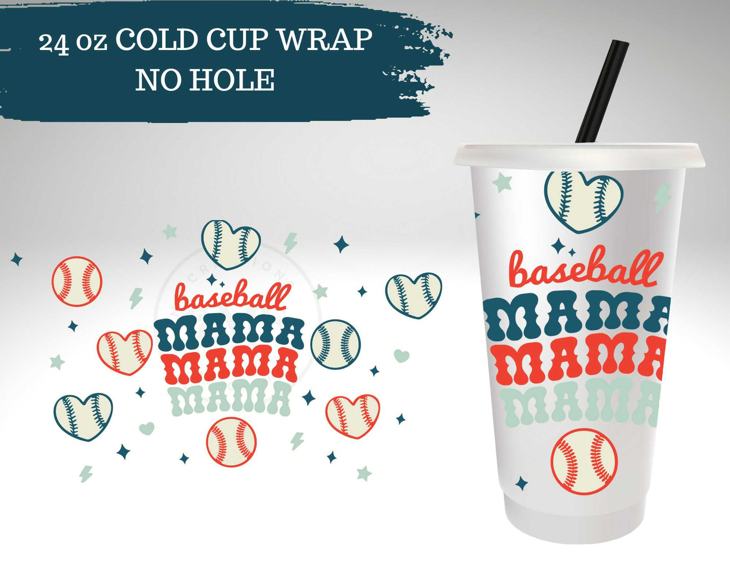 Baseball Mama | No Hole |  Cold Cup Wrap