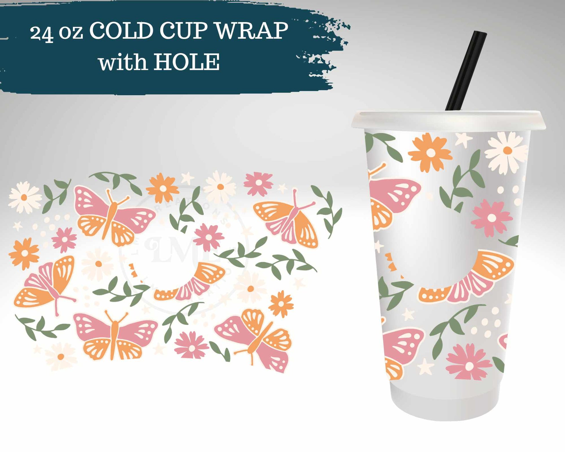 Floral Butterflies | Cold Cup Wrap